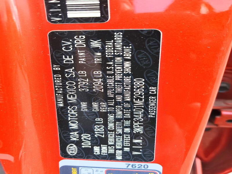 57043146 :رقم المزاد ، 3KPF34AD1ME296380 vin ، 2021 Kia Forte مزاد بيع