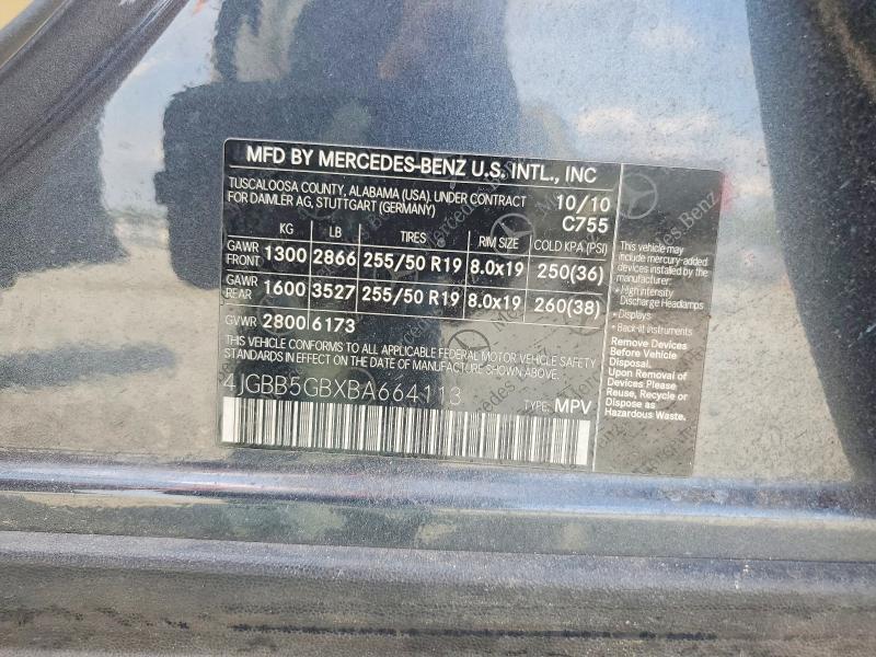 Aukcja sprzedaży 2011 Mercedes-benz Ml, vin: 4JGBB5GBXBA664113, numer aukcji: 58759946