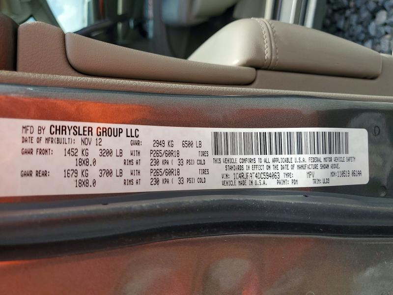 Продажа на аукционе авто 2013 Jeep Grand Cherokee, vin: 1C4RJFAT4DC594063, номер лота: 55714906