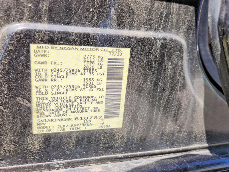 2011 Nissan Pathfinder მანქანა იყიდება აუქციონზე, vin: 5N1AR1NB3BC610787, აუქციონის ნომერი: 54916256