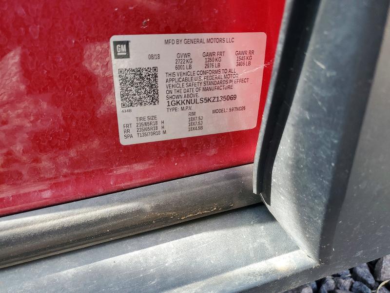 2019 Gmc Acadia მანქანა იყიდება აუქციონზე, vin: 1GKKNULS5KZ135069, აუქციონის ნომერი: 58028746