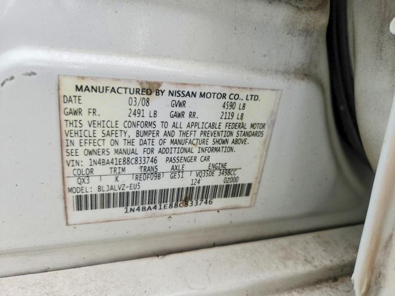 Aukcja sprzedaży 2008 Nissan Maxima, vin: 1N4BA41E88C833746, numer aukcji: 57666526