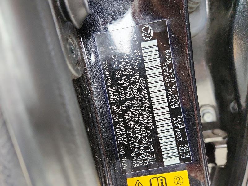 57887806 :رقم المزاد ، 58AB21B16KU001362 vin ، 2019 Lexus Es مزاد بيع