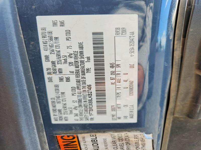 Aukcja sprzedaży 2020 Ford Transit, vin: 1FTBR3X88LKB27406, numer aukcji: 57156996