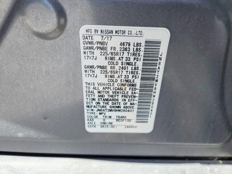 Aukcja sprzedaży 2017 Nissan Rogue, vin: JN8AT2MV9HW280401, numer aukcji: 57529226