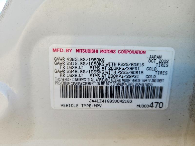 Aukcja sprzedaży 2003 Mitsubishi Outlander, vin: JA4LZ41G93U042163, numer aukcji: 56844126
