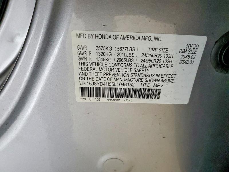 Aukcja sprzedaży 2020 Acura Mdx, vin: 5J8YD4H55LL046152, numer aukcji: 56580686