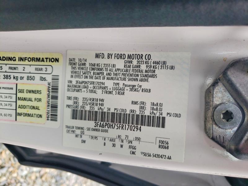 Продажа на аукционе авто 2015 Ford Fusion, vin: 3FA6P0H75FR170294, номер лота: 85610175
