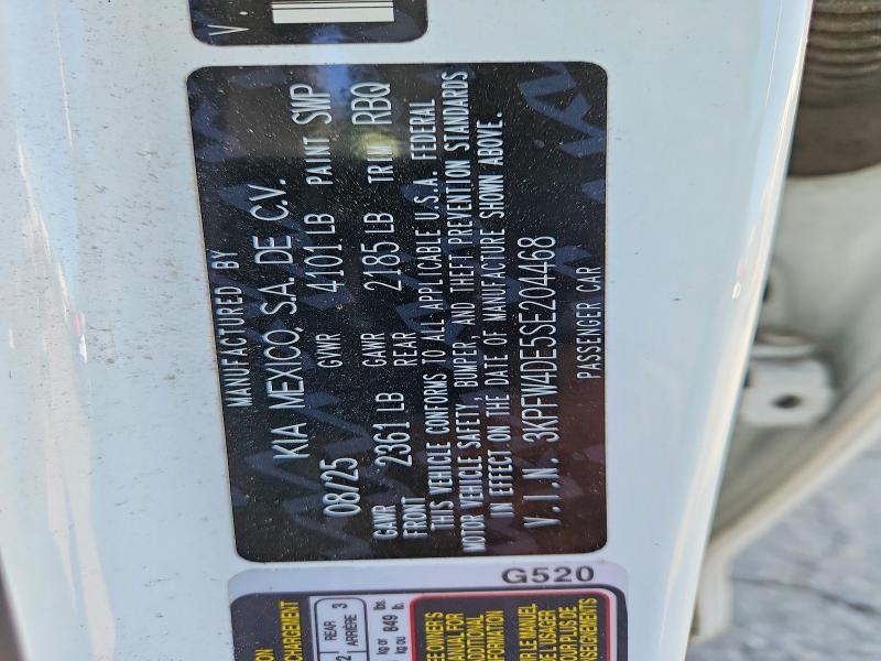 57520846 :رقم المزاد ، 3KPFW4DE5SE204468 vin ، 2025 Kia K4 مزاد بيع