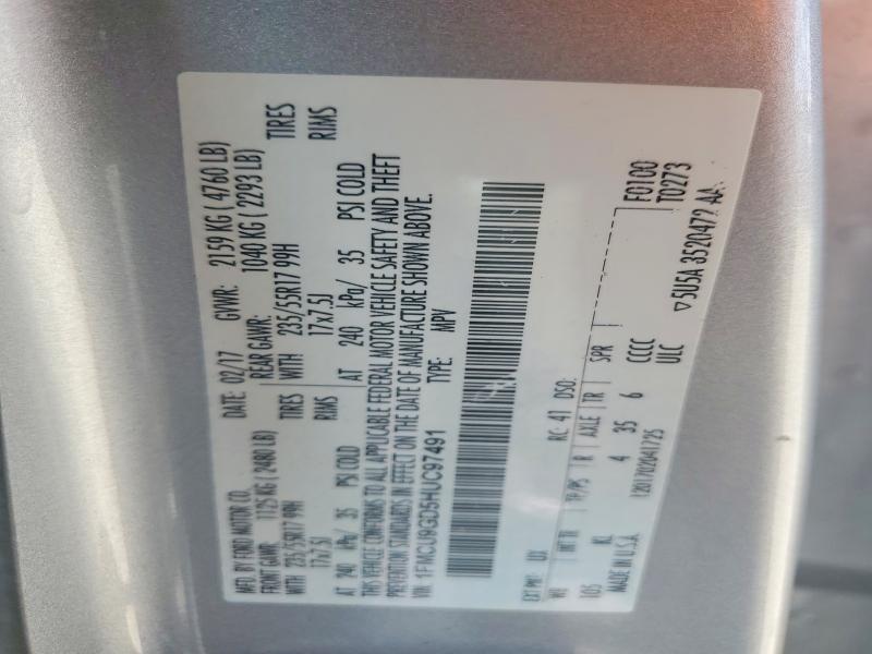 58118526 :رقم المزاد ، 1FMCU9GD5HUC97491 vin ، 2017 Ford Escape مزاد بيع