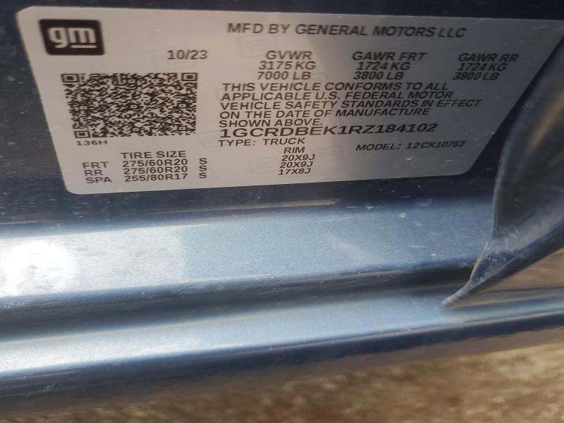 Продажа на аукционе авто 2024 Chevrolet Silverado, vin: 1GCRDBEK1RZ184102, номер лота: 57813006