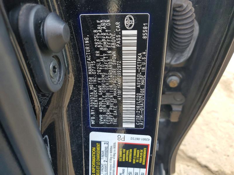 Продажа на аукционе авто 2015 Toyota Camry, vin: 4T1BF1FK6FU992972, номер лота: 57730516