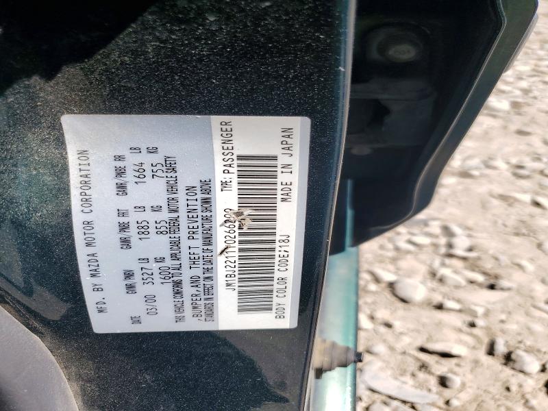 Продажа на аукционе авто 2000 Mazda Protege, vin: JM1BJ2211Y0266209, номер лота: 56150106