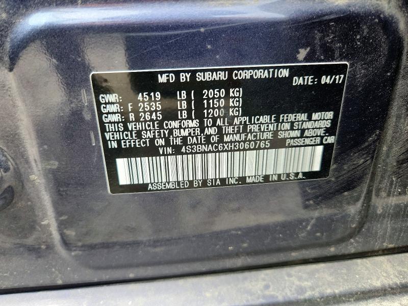 Aukcja sprzedaży 2017 Subaru Legacy, vin: 4S3BNAC6XH3060765, numer aukcji: 57497496