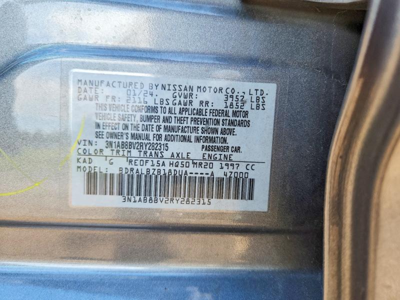 2024 Nissan Sentra მანქანა იყიდება აუქციონზე, vin: 3N1AB8BV2RY282315, აუქციონის ნომერი: 57590136