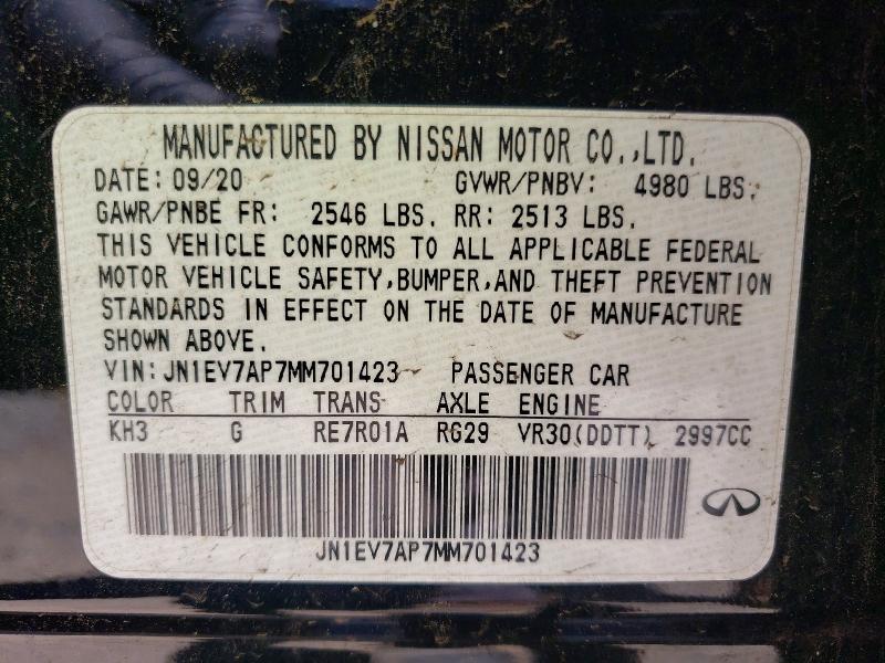 2021 Infiniti Q50 მანქანა იყიდება აუქციონზე, vin: JN1EV7AP7MM701423, აუქციონის ნომერი: 57294486