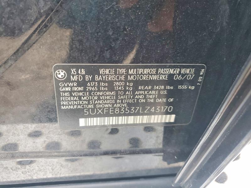 Продаж на аукціоні авто 2007 Bmw X5, vin: 5UXFE83537LZ43170, номер лоту: 58846196