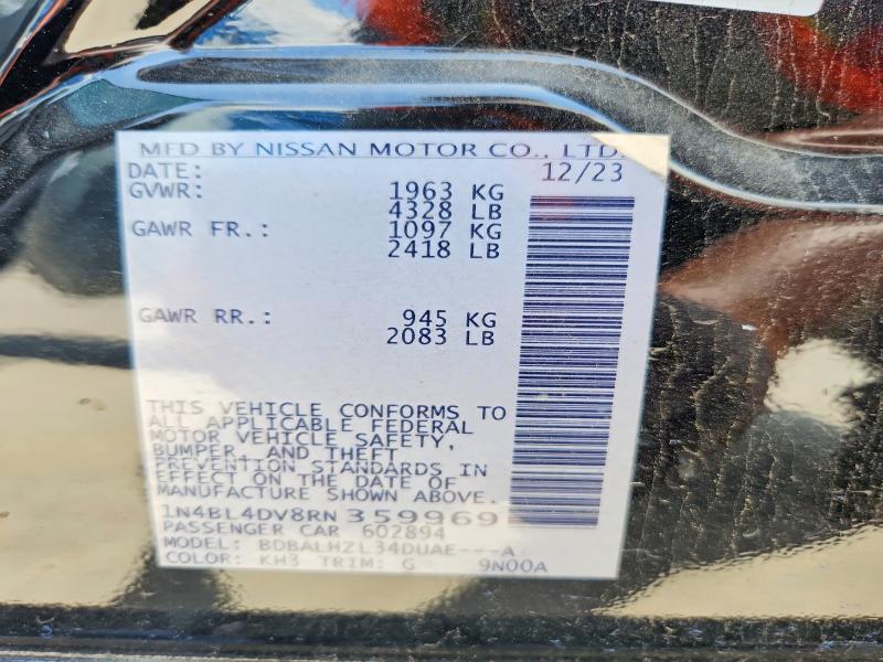 Aukcja sprzedaży 2024 Nissan Altima, vin: 1N4BL4DV8RN359969, numer aukcji: 58492986