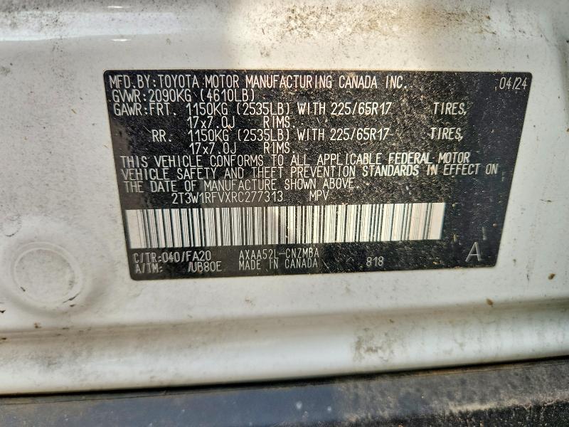Aukcja sprzedaży 2024 Toyota Rav4, vin: 2T3W1RFVXRC277313, numer aukcji: 57941286