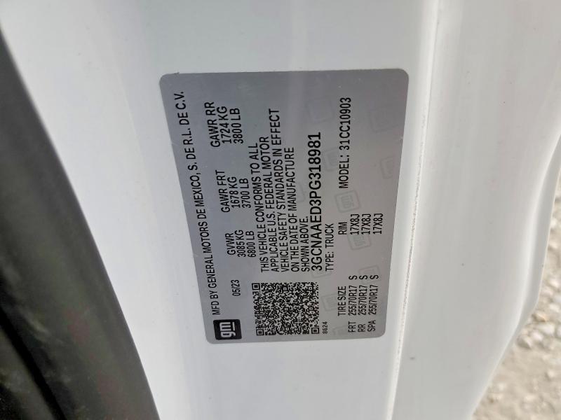 Продажа на аукционе авто 2023 Chevrolet Silverado, vin: 3GCNAAED3PG318981, номер лота: 56793696