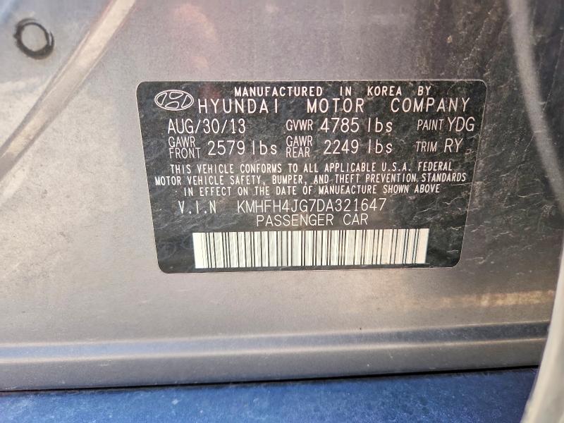 58014456 :رقم المزاد ، KMHFH4JG7DA321647 vin ، 2013 Hyundai Azera مزاد بيع