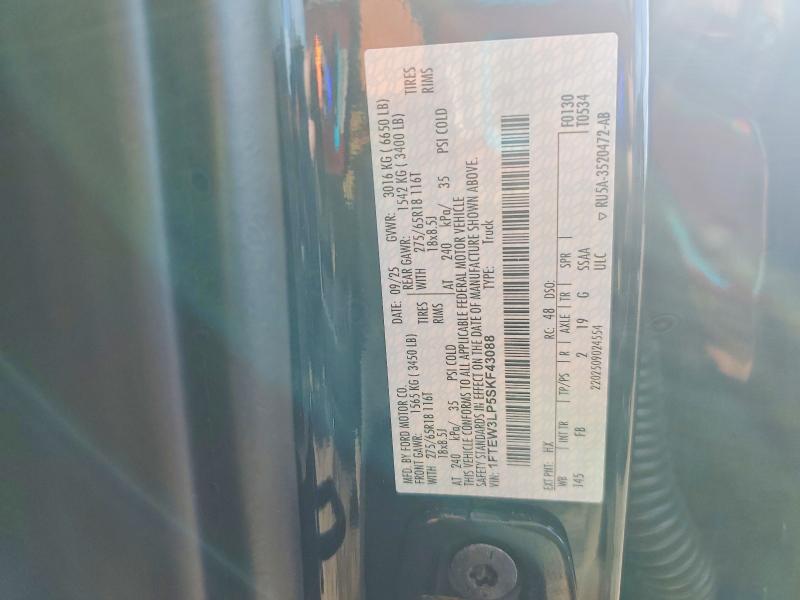 Продажа на аукционе авто 2025 Ford F150, vin: 1FTEW3LP5SKF43088, номер лота: 57400116