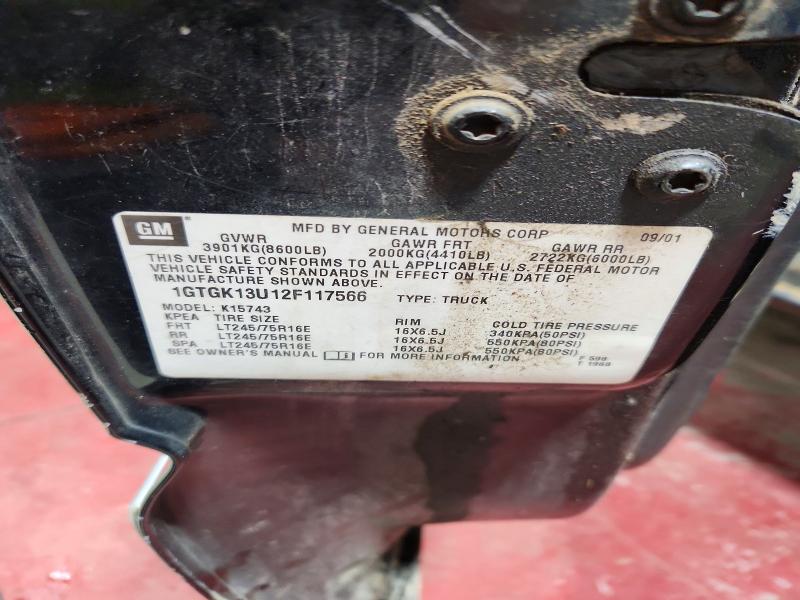 58610246 :رقم المزاد ، 1GTGK13U12F117566 vin ، 2002 Gmc Sierra مزاد بيع
