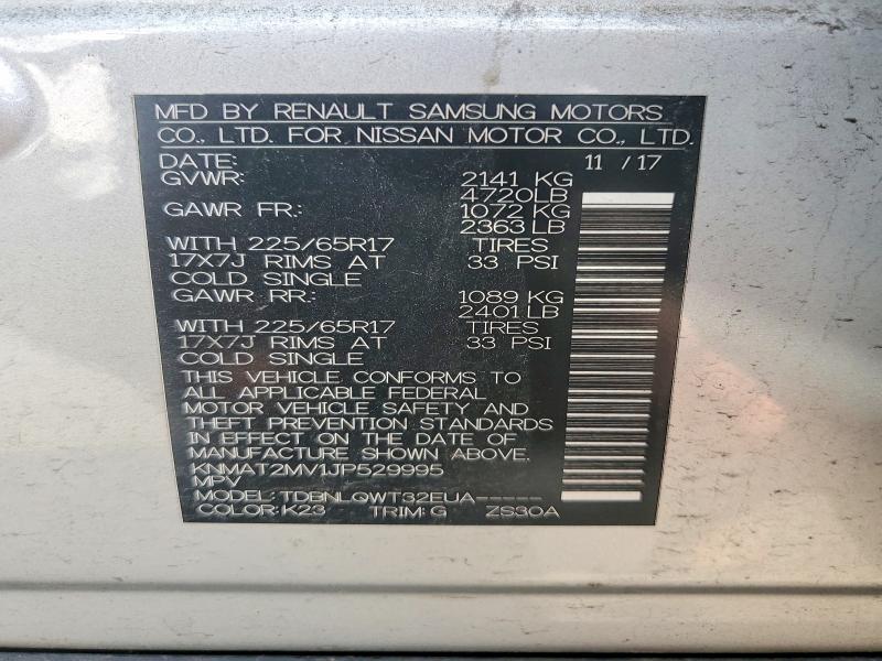 2018 Nissan Rogue მანქანა იყიდება აუქციონზე, vin: KNMAT2MV1JP529995, აუქციონის ნომერი: 55389136