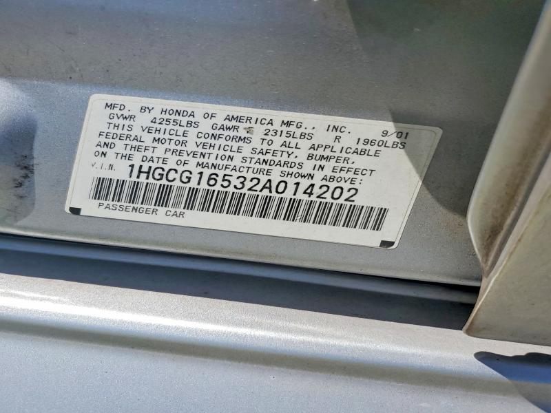 Продажа на аукционе авто 2002 Honda Accord, vin: 1HGCG16532A014202, номер лота: 56078326