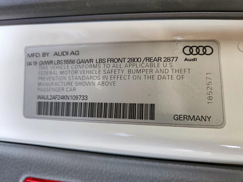 Продаж на аукціоні авто 2019 Audi A6, vin: WAUL2AF24KN109733, номер лоту: 57002176