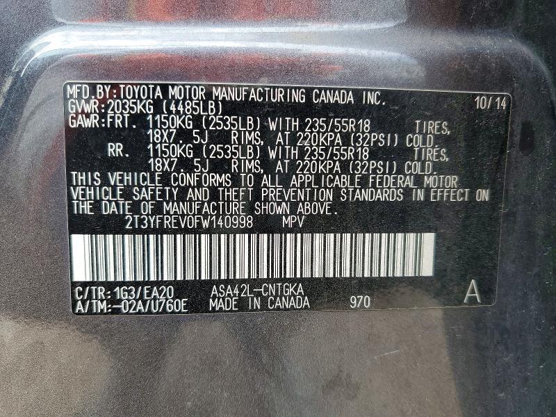 Продаж на аукціоні авто 2015 Toyota Rav4, vin: 2T3YFREV0FW140998, номер лоту: 57201576