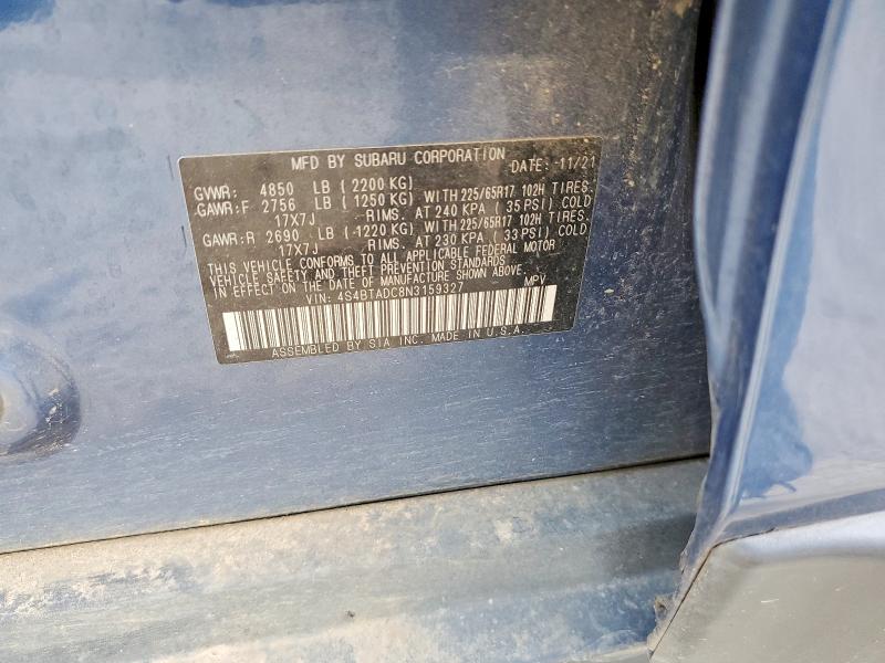 56974276 :رقم المزاد ، 4S4BTADC8N3159327 vin ، 2022 Subaru Outback مزاد بيع
