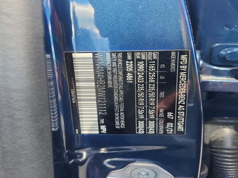 58638506 :رقم المزاد ، W1N4M4HB2MW121112 vin ، 2021 Mercedes-benz Glb مزاد بيع