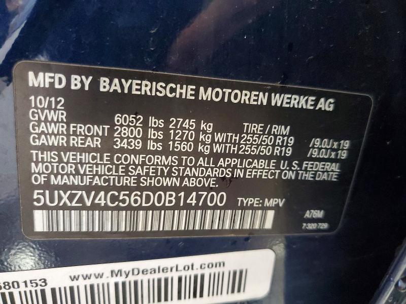 Aukcja sprzedaży 2013 Bmw X5, vin: 5UXZV4C56D0B14700, numer aukcji: 56135386