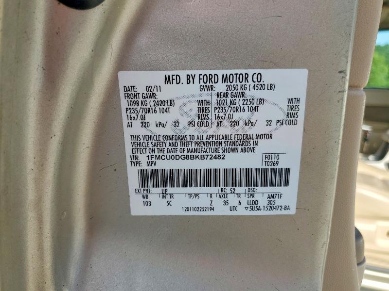 Продаж на аукціоні авто 2011 Ford Escape, vin: 1FMCU0DG8BKB72482, номер лоту: 58424766