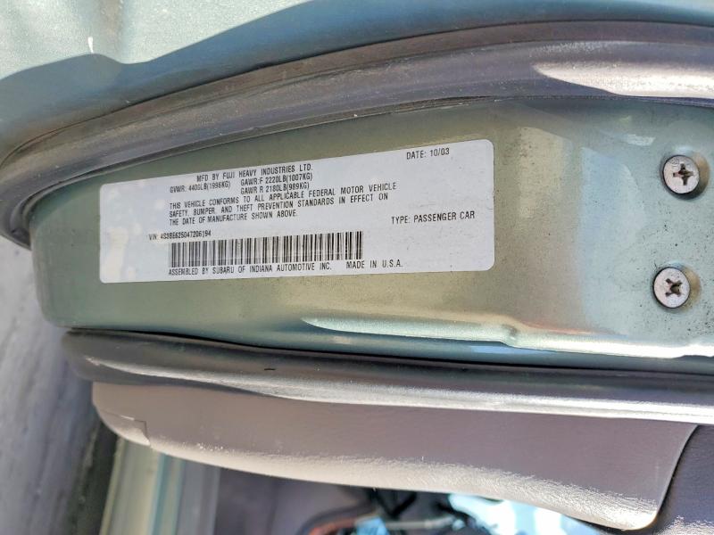 Aukcja sprzedaży 2004 Subaru Legacy, vin: 4S3BE625047206194, numer aukcji: 55308916