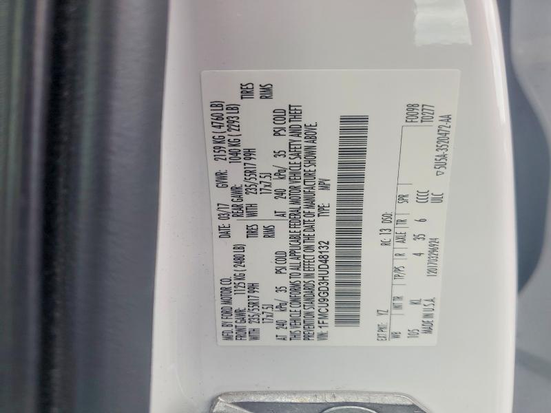 Aukcja sprzedaży 2017 Ford Escape, vin: 1FMCU9GD3HUD48132, numer aukcji: 59349176