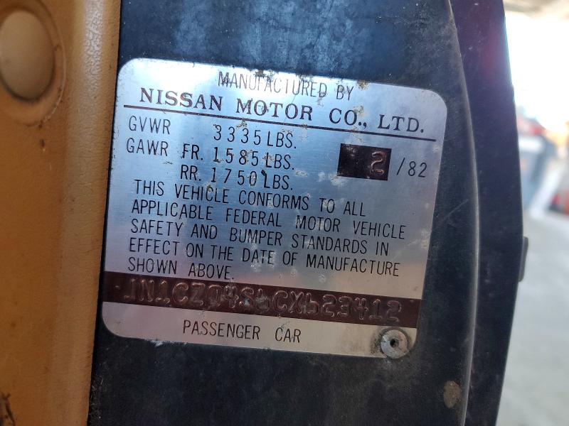 57109566 :رقم المزاد ، JN1CZ04S6CX623412 vin ، 1982 Datsun 280zx مزاد بيع