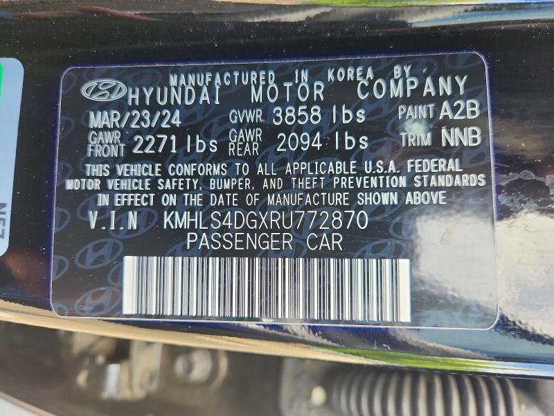 2024 Hyundai Elantra მანქანა იყიდება აუქციონზე, vin: KMHLS4DGXRU772870, აუქციონის ნომერი: 58021176