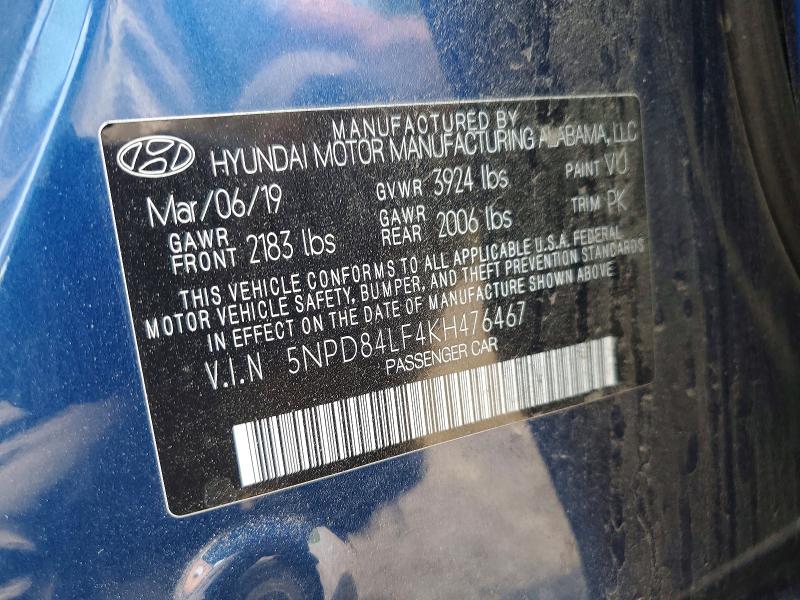 56493376 :رقم المزاد ، 5NPD84LF4KH476467 vin ، 2019 Hyundai Elantra مزاد بيع