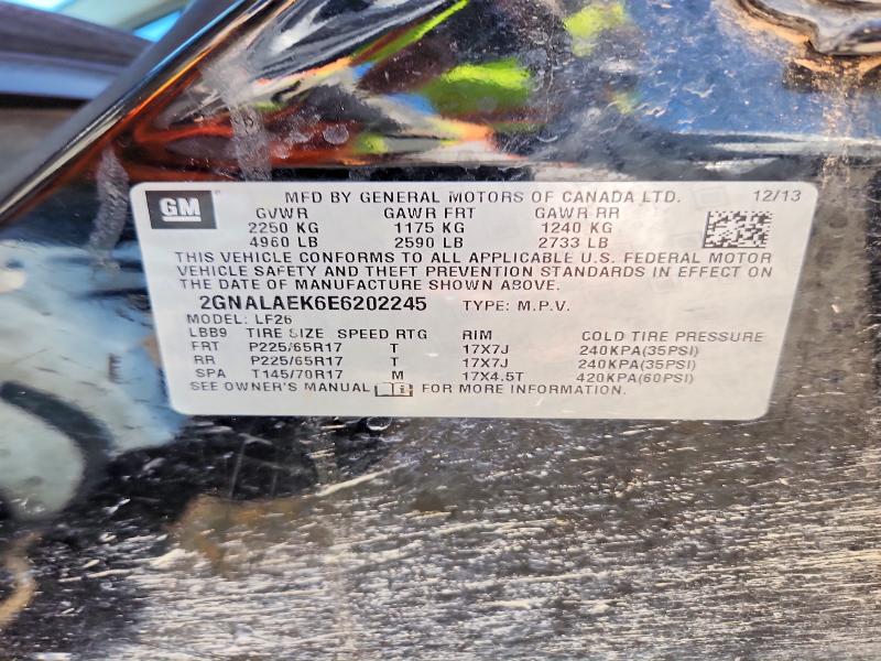 58292326 :رقم المزاد ، 2GNALAEK6E6202245 vin ، 2014 Chevrolet Equinox مزاد بيع