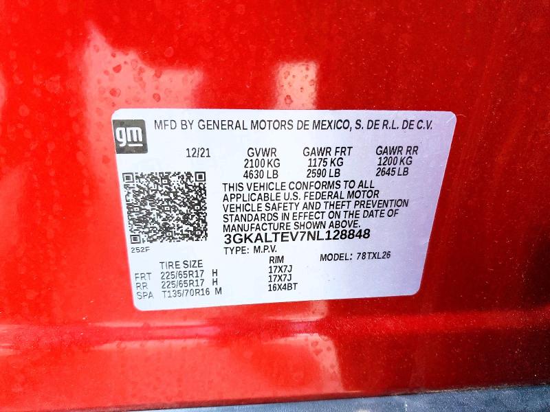 55677896 :رقم المزاد ، 3GKALTEV7NL128848 vin ، 2022 Gmc Terrain مزاد بيع