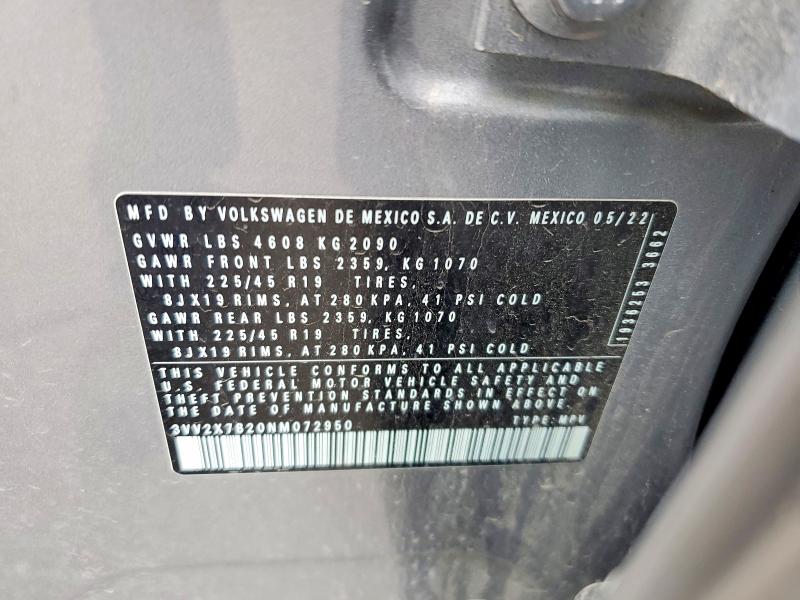 Продаж на аукціоні авто 2022 Volkswagen Taos, vin: 3VV2X7B20NM072950, номер лоту: 56517516