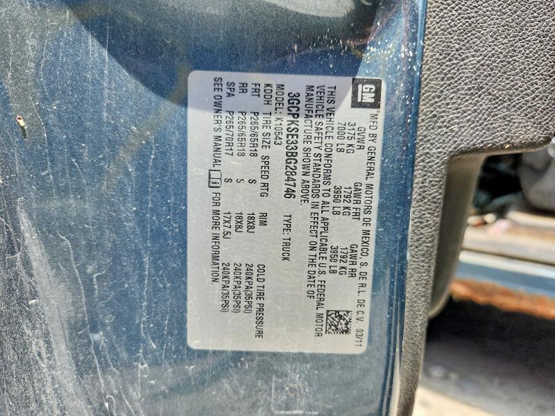 58370476 :رقم المزاد ، 3GCPKSE33BG284746 vin ، 2011 Chevrolet Silverado مزاد بيع