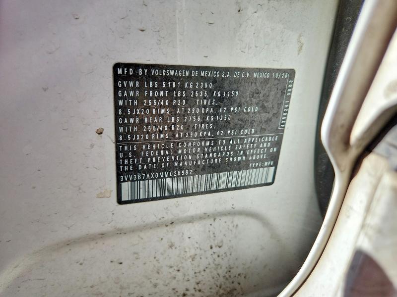 Aukcja sprzedaży 2021 Volkswagen Tiguan, vin: 3VV3B7AX0MM025982, numer aukcji: 57829096