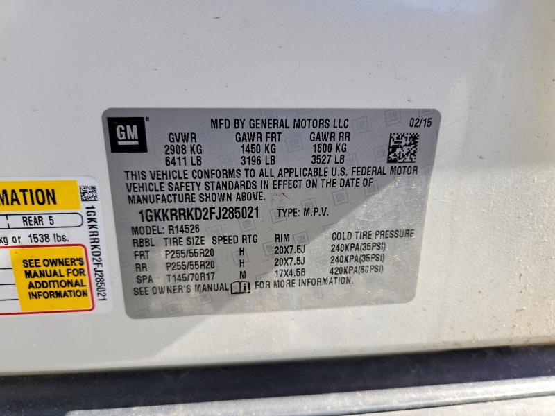 Aukcja sprzedaży 2015 Gmc Acadia, vin: 1GKKRRKD2FJ285021, numer aukcji: 57375486