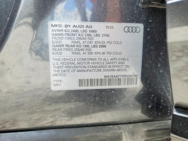 Aukcja sprzedaży 2024 Audi Q5, vin: WA1EAAFY0R2034795, numer aukcji: 55507176
