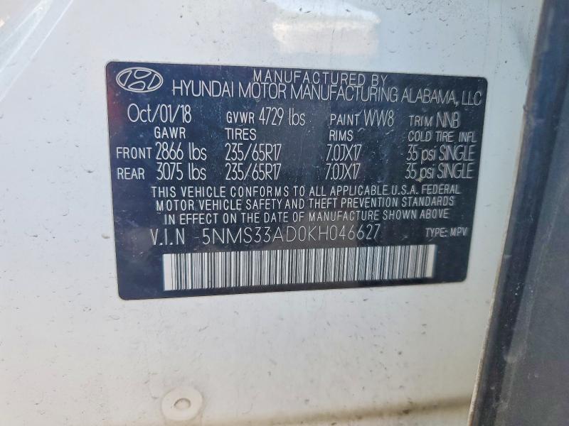 Продаж на аукціоні авто 2019 Hyundai Santa Fe, vin: 5NMS33AD0KH046627, номер лоту: 56673606