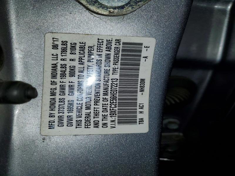 Aukcja sprzedaży 2017 Honda Civic, vin: 19XFC2E56HE072213, numer aukcji: 54975006