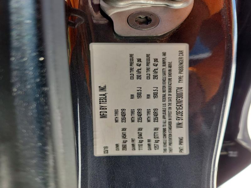 59063976 :رقم المزاد ، 5YJ3E1EA7KF300774 vin ، 2019 Tesla Model 3 مزاد بيع